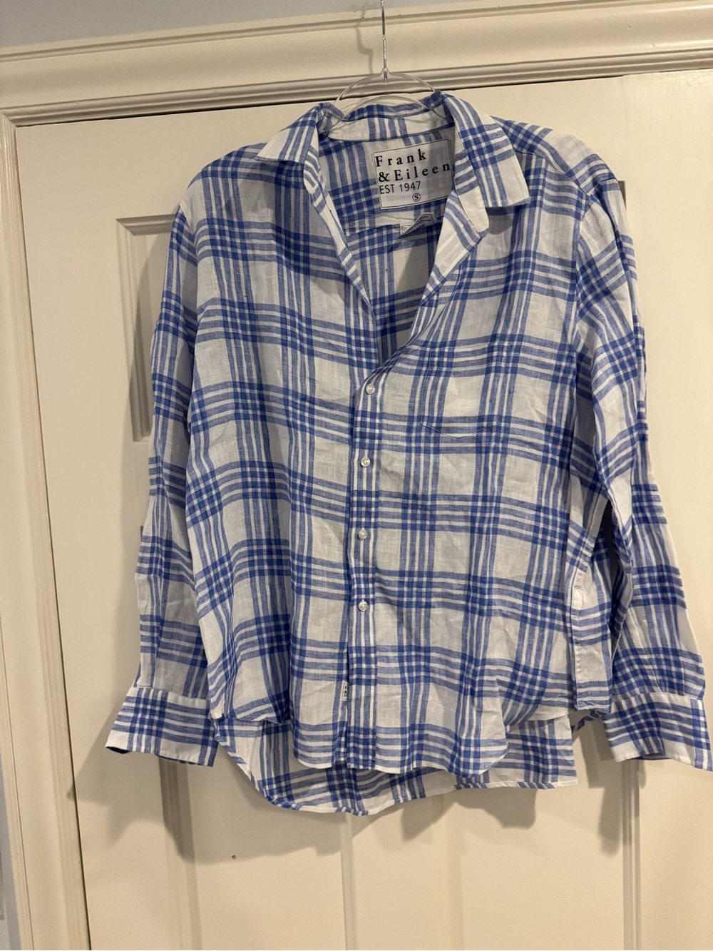 Frank & Eileen Light Blue and White Check Linen Shirt